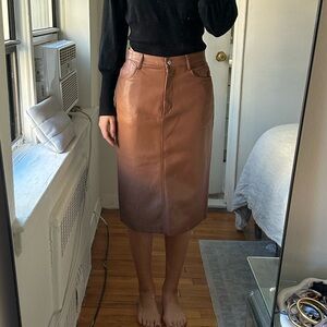 Wilfred brown leather midi skirt